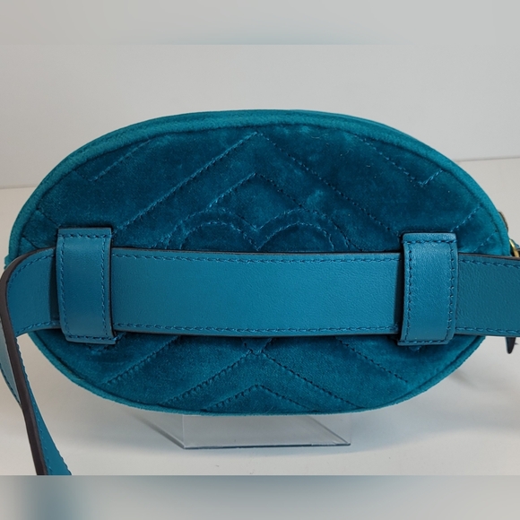Gucci Marmont Blue Suede Belt Bag - Picture 8 of 16